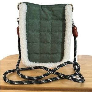 Universal Thread Crossbody in Green Quilting with Faux Sherpa Trim